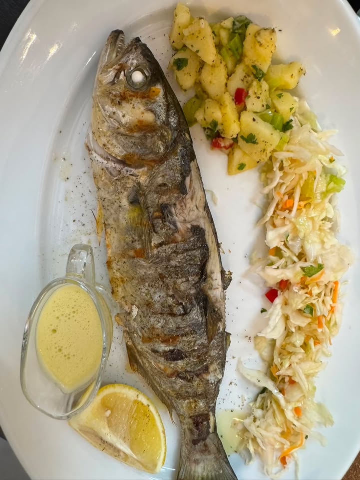 Grilled whole bluefish