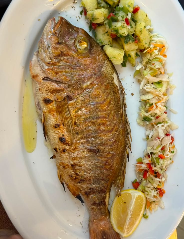 Grilled whole red porgy